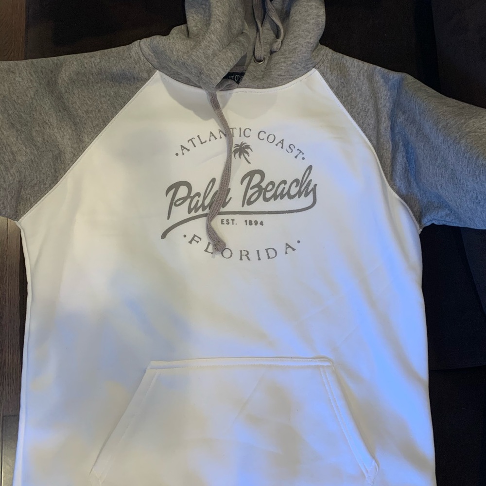 MensMedium PalmBeach Florida White and Grey Hoodie